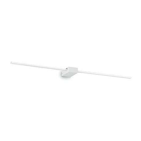 Presenting the Helion LED Picture Light, a 20.5W fixture at 3000K in white, measuring 115cm. This minimalist wall-mounted light boasts a sleek horizontal bar design with clean lines and a central rectangular base attachment, complete with an opal polycarbonate diffuser. Perfect for illuminating artwork in modern interior spaces.