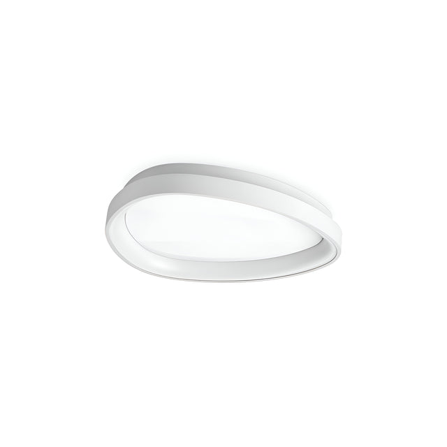 The Zephra LED Ceiling Light 23W 3000K - White, 42cm features a sleek, minimalist design that offers energy-efficient illumination. This modern, circular fixture has a clean, smooth surface and mounts seamlessly on a white ceiling.