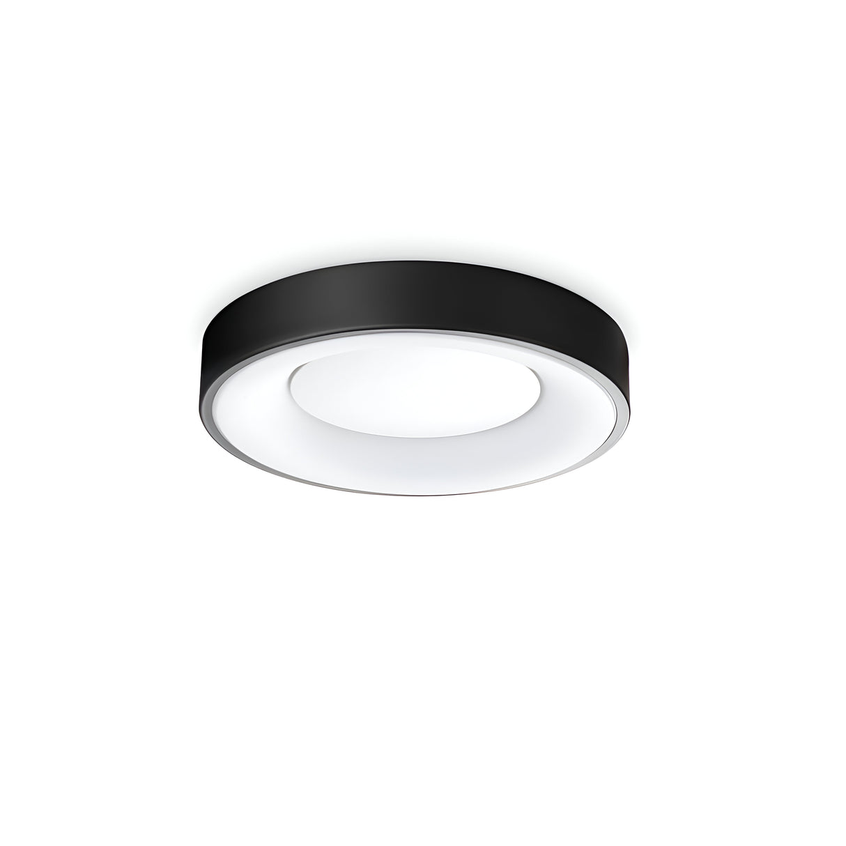 Introducing the Solisca LED Ceiling & Wall Light, a sleek and modern fixture in black with a circular design. It features a central white diffuser to emit a soft glow and utilizes energy-efficient LED technology. The product is presented against a plain white background, demonstrating its elegant appeal.