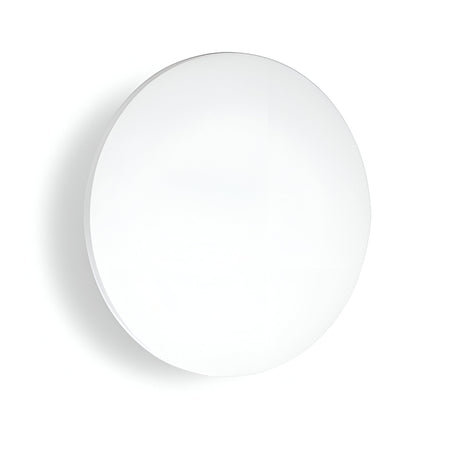 A white Eclipseax Outdoor LED Wall Light 9W 3000K, featuring a minimalist round design and energy efficiency, is mounted against a light-colored wall.