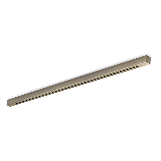 Introducing the Glacia Base Canopy 6 Light Rectangle - Brass, a stylish and contemporary linear LED light fixture with a minimalistic rectangle shape and an elegant brass finish. Perfect for modern pendant lighting setups, it is designed to be mounted on flat surfaces.