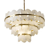 Petraia LED 3 Tier Floral Alabaster Chandelier – Brushed Brass & Soft White