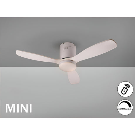 Siroco Mini CCT Dimmable LED Wood Ceiling Fan Light - White