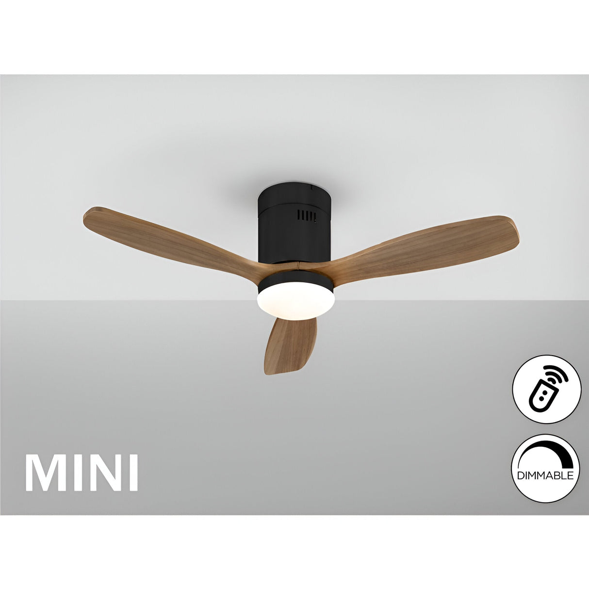 Siroco Mini CCT Dimmable LED Wood Ceiling Fan Light - Dark Brown