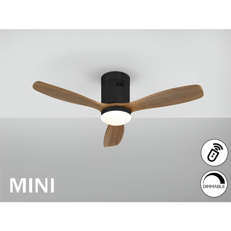 Siroco Mini CCT Dimmable LED Wood Ceiling Fan Light - Dark Brown