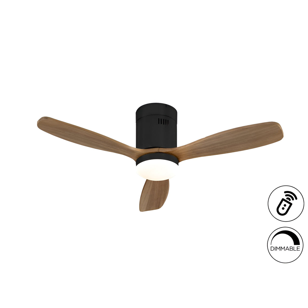 Siroco Mini CCT Dimmable LED Wood Ceiling Fan Light - Dark Brown