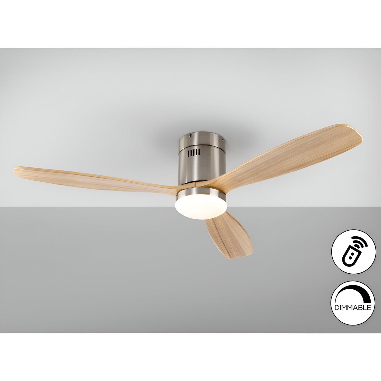 Siroco CCT Dimmable LED Wood Ceiling Fan Light - Light Brown