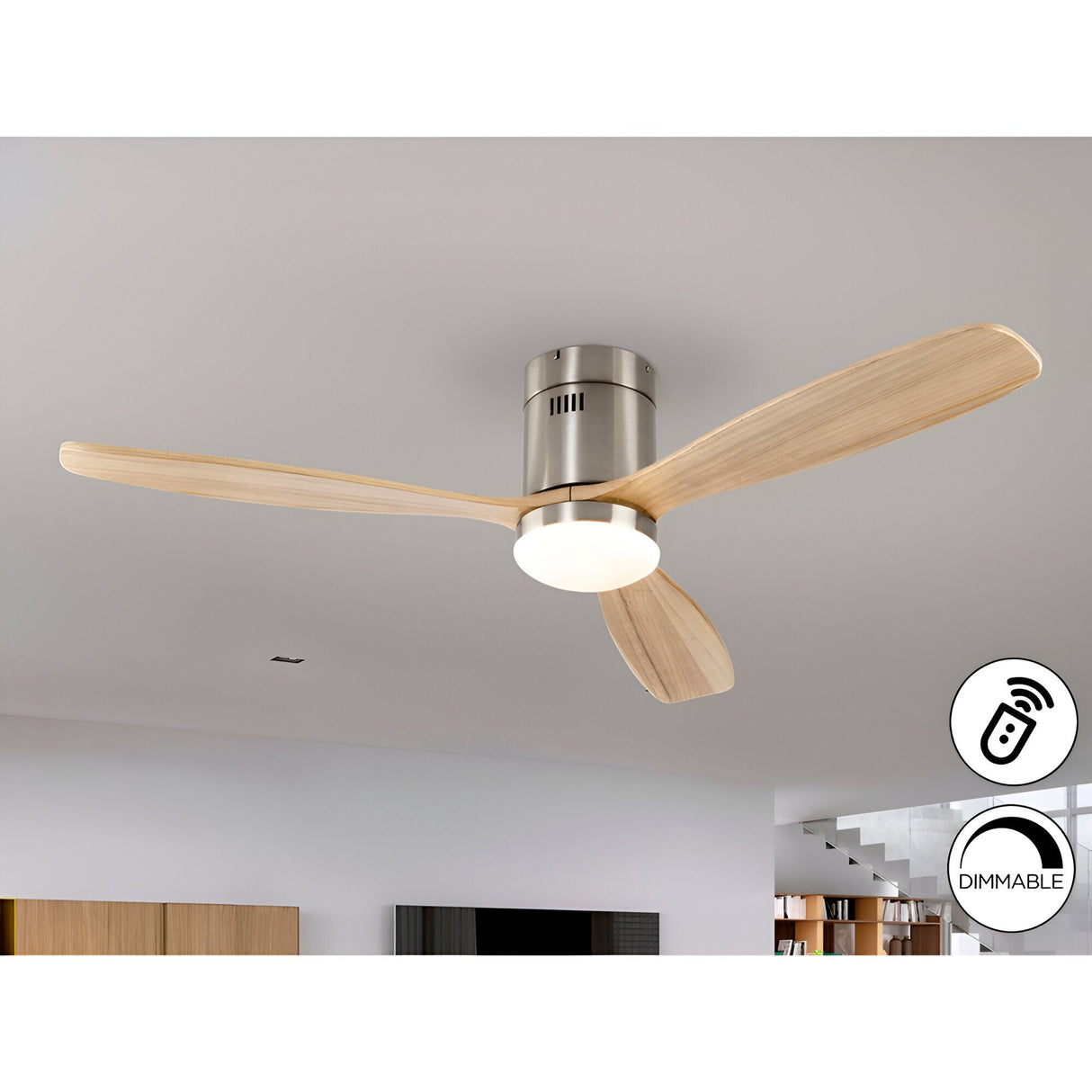 Siroco CCT Dimmable LED Wood Ceiling Fan Light - Light Brown