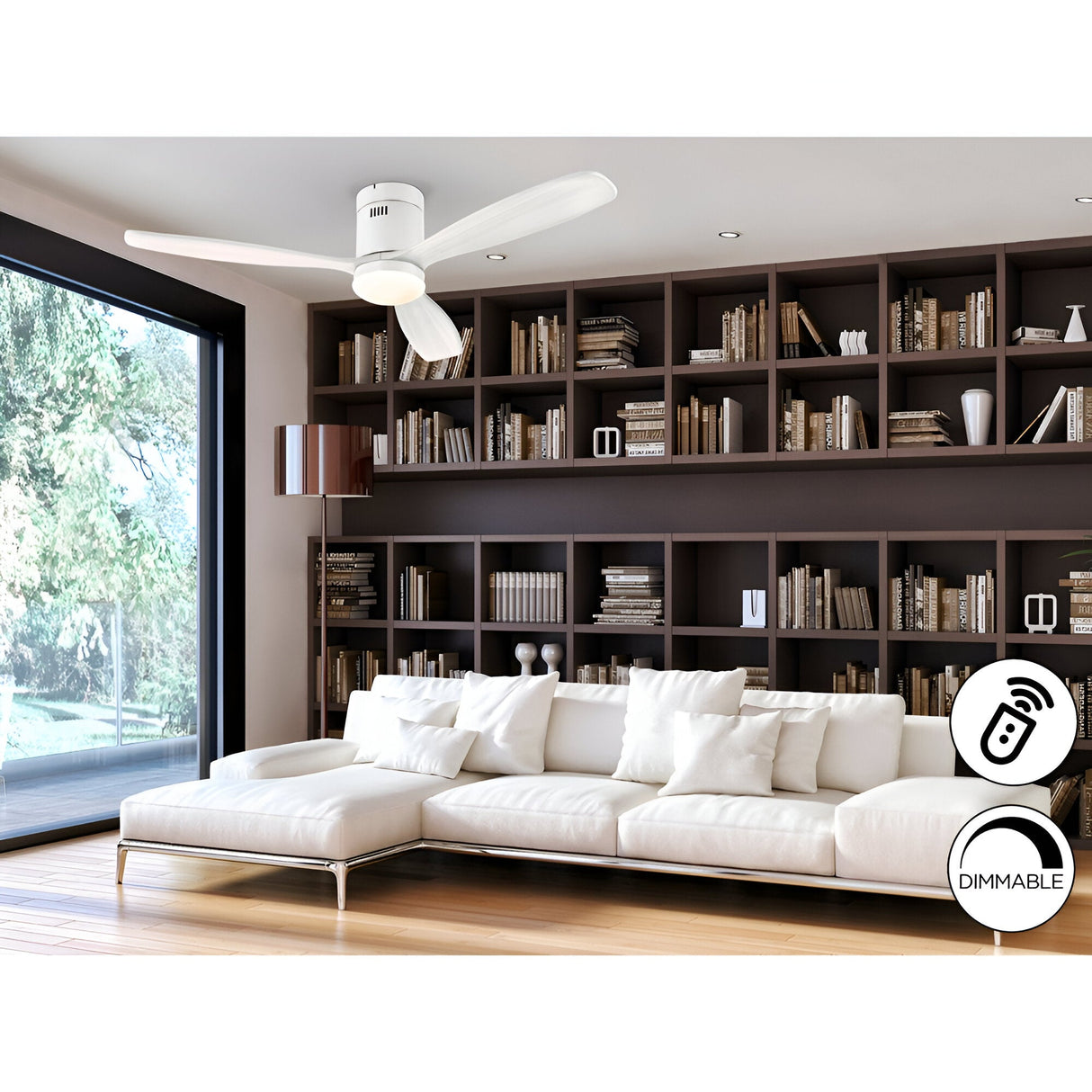 Siroco CCT Dimmable LED Wood Ceiling Fan Light - White
