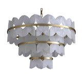 Petraia LED 3 Tier Floral Alabaster Chandelier – Brushed Brass & Soft White