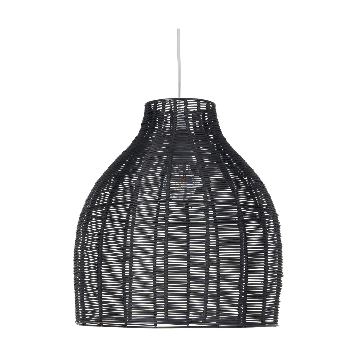 Caswell Black Rattan Cloche Non Elec Pendant Light - 37cm