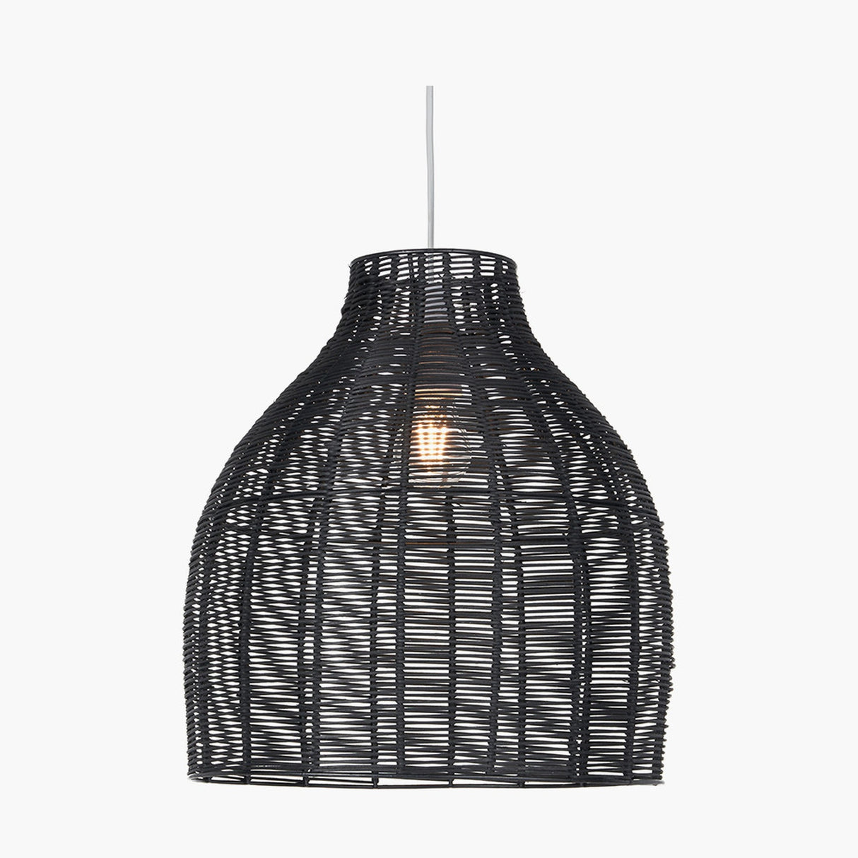 Caswell Black Rattan Cloche Non Elec Pendant Light - 37cm
