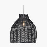 Caswell Black Rattan Cloche Non Elec Pendant Light - 37cm