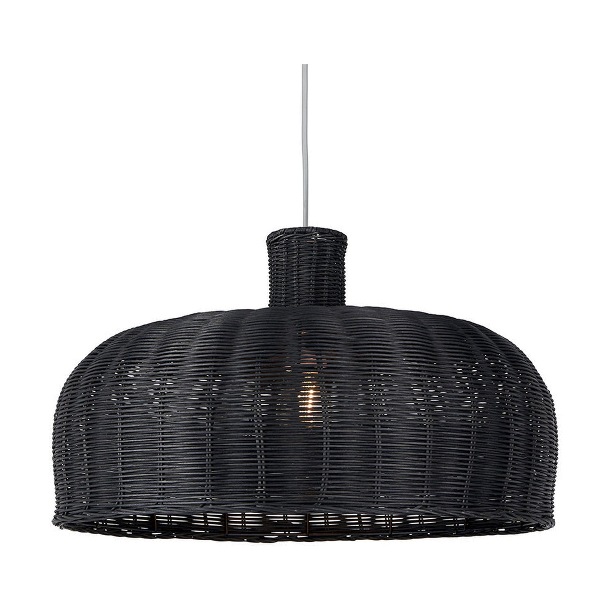 Caswell Black Rattan Dome Non Elec Pendant Light - 52cm