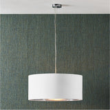 Elin Ivory Poly Cotton & Silver Lining Non Elec Pendant Light - 55cm