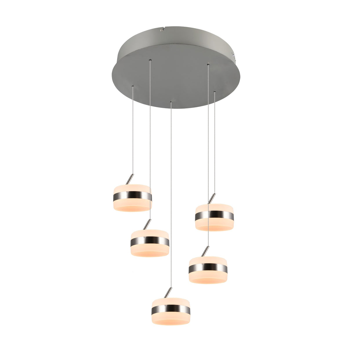 Dios 5 Light LED Glass Chandelier – Satin Nickel
