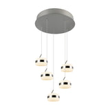 Dios 5 Light LED Glass Chandelier – Satin Nickel