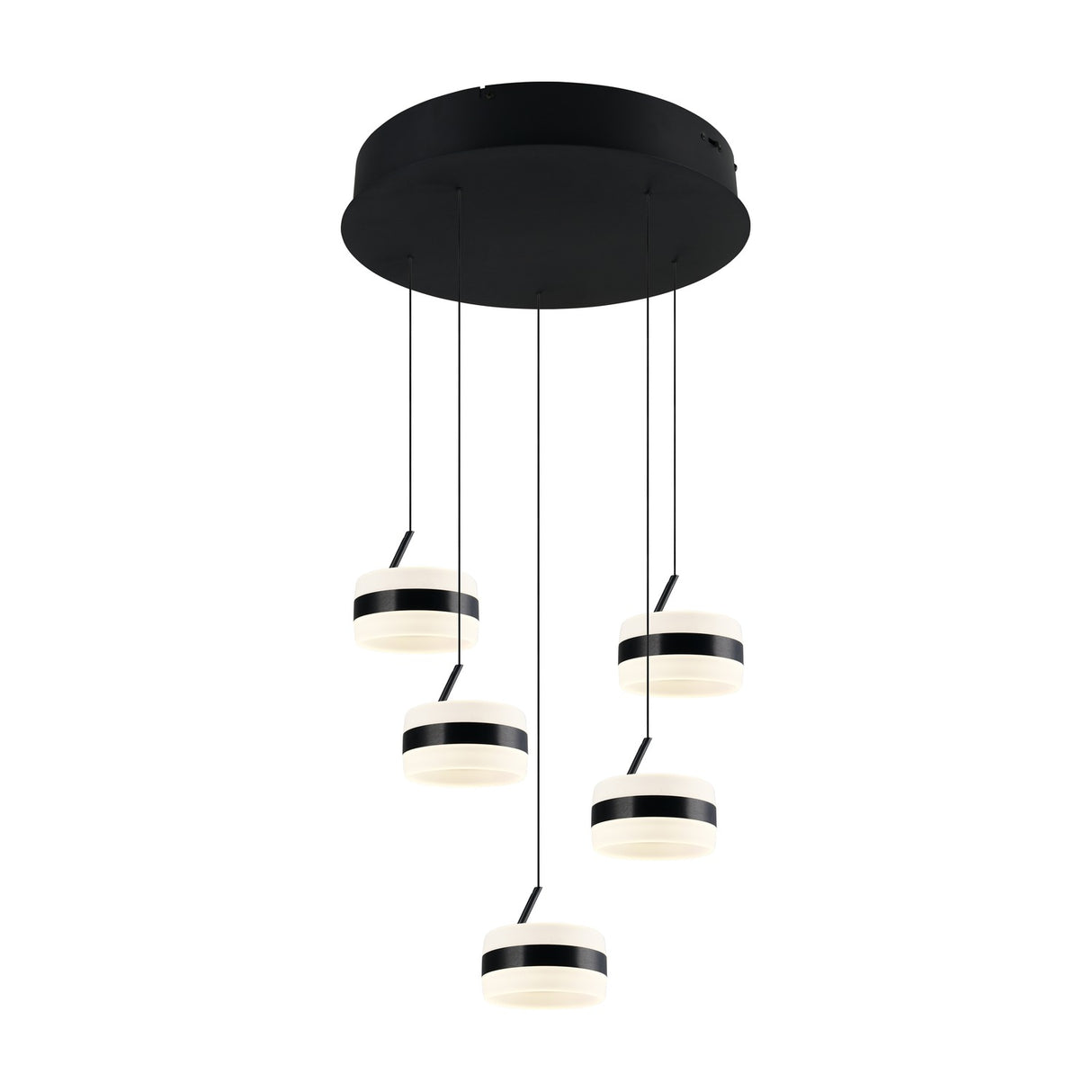 Dios 5 Light LED Glass Chandelier – Matt Black