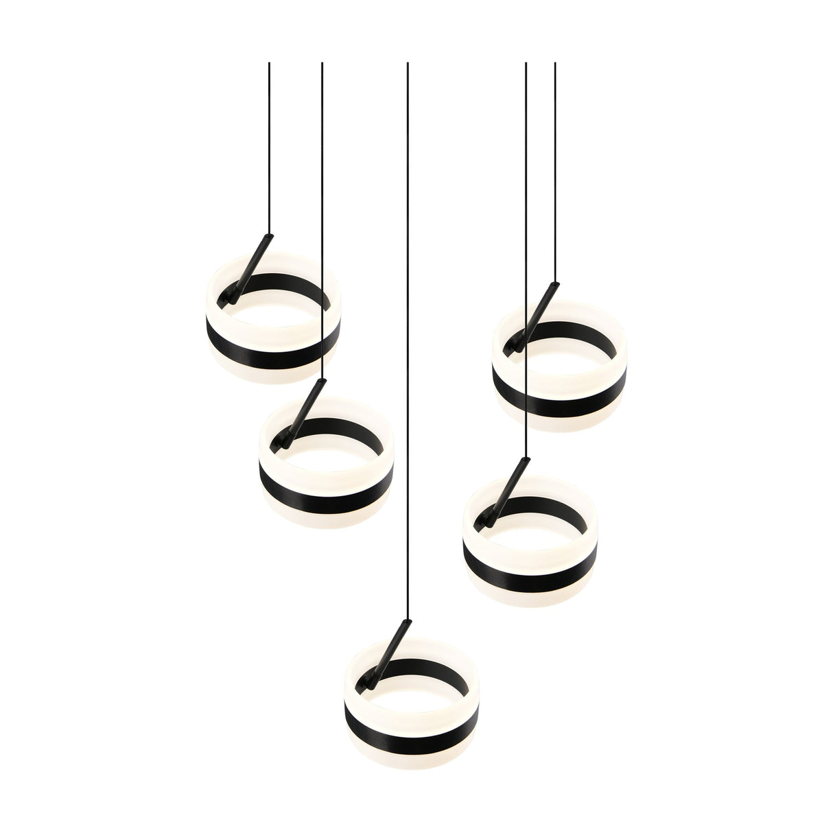 Dios 5 Light LED Glass Chandelier – Matt Black