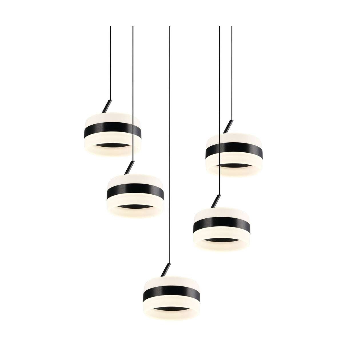 Dios 5 Light LED Glass Chandelier – Matt Black