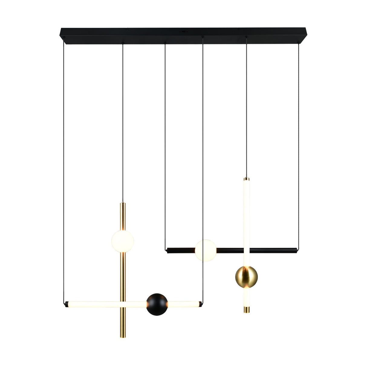 Melita 3 Light LED Glass Chandelier – Black & Gold