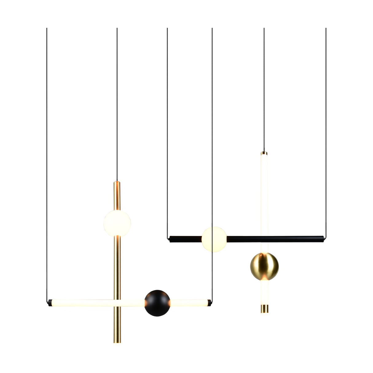 Melita 3 Light LED Glass Chandelier – Black & Gold