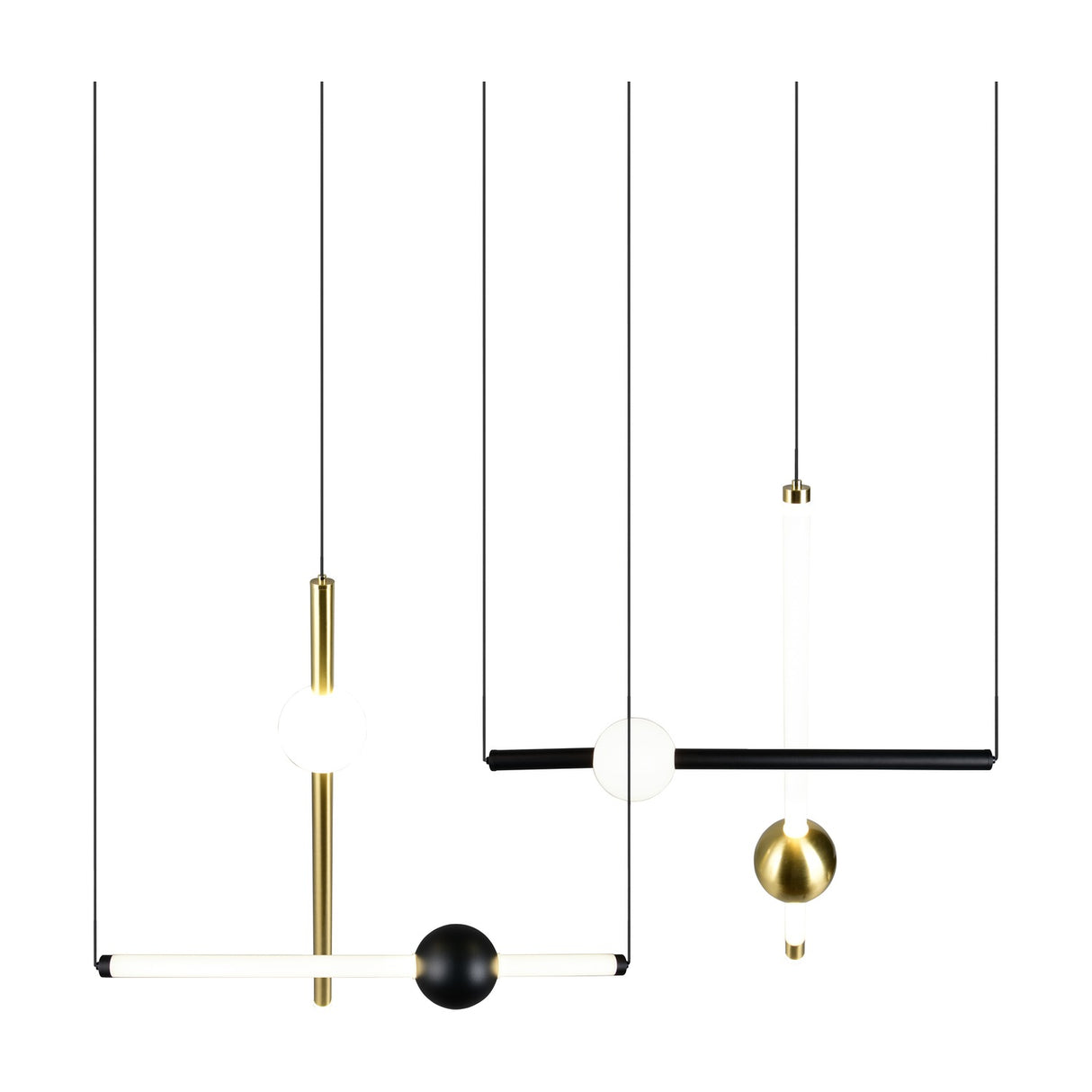 Melita 3 Light LED Glass Chandelier – Black & Gold