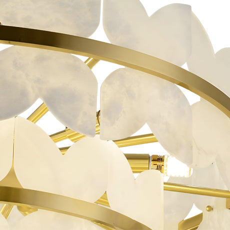 Petraia LED 2 Tier Floral Alabaster Chandelier – Brushed Brass & Soft White