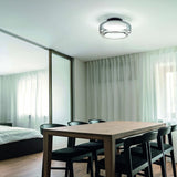 Topico Semi Flush Ceiling Light 250mm - Black & Smoke Glass in situ