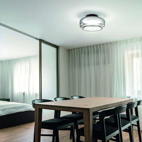Topico Semi Flush Ceiling Light 350mm - Black & Smoke Glass in situ