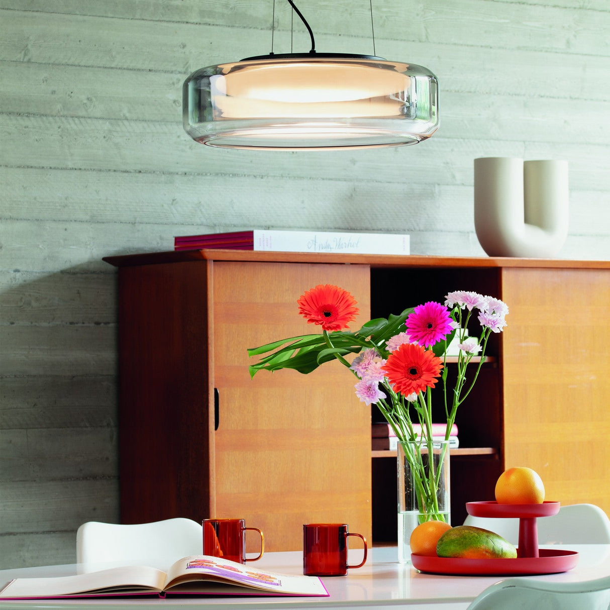 Topico Globe Pendant Light - Black & Smoke Glass in situ