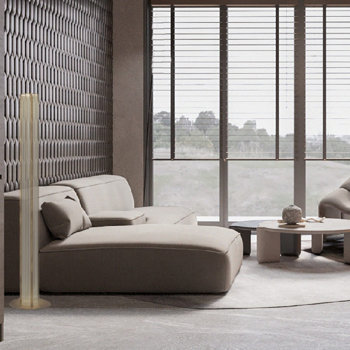 Kalvenne LED Glass Floor Lamp - Satin Bronze
