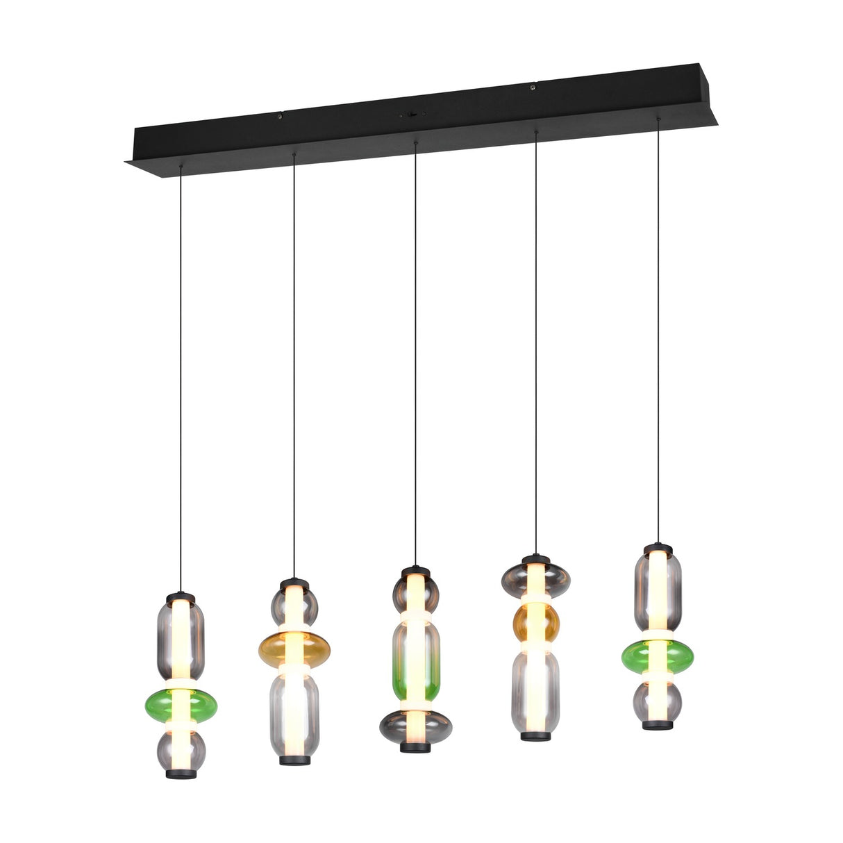 Minerva 5 Light LED Glass 100cm Chandelier – Multicoloured