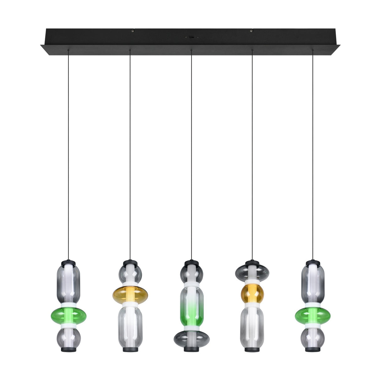 Minerva 5 Light LED Glass 100cm Chandelier – Multicoloured