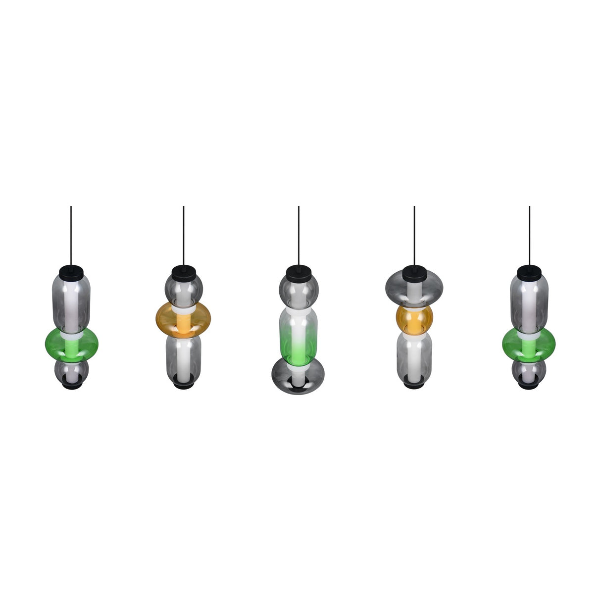 Minerva 5 Light LED Glass 100cm Chandelier – Multicoloured