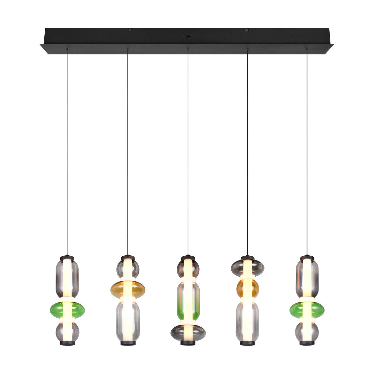 Minerva 5 Light LED Glass 100cm Chandelier – Multicoloured