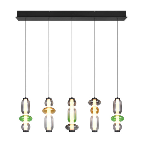 Minerva 5 Light LED Glass 100cm Chandelier – Multicoloured