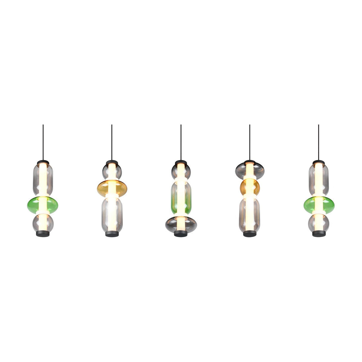 Minerva 5 Light LED Glass 100cm Chandelier – Multicoloured