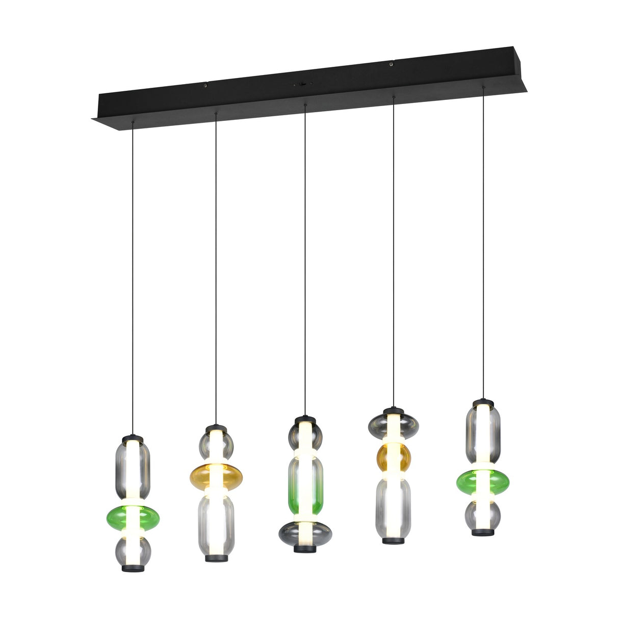 Minerva 5 Light LED Glass 100cm Chandelier – Multicoloured