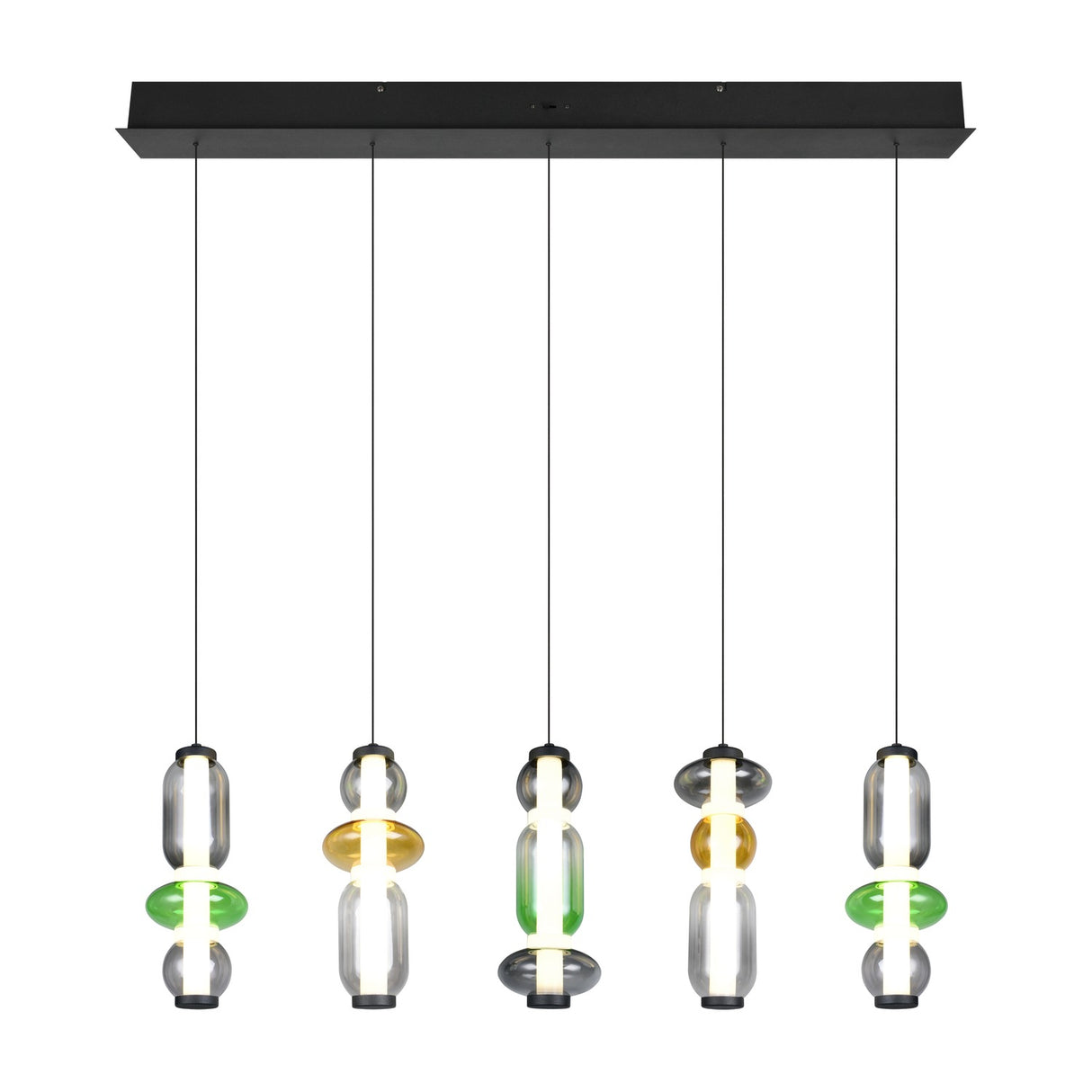 Minerva 5 Light LED Glass 100cm Chandelier – Multicoloured