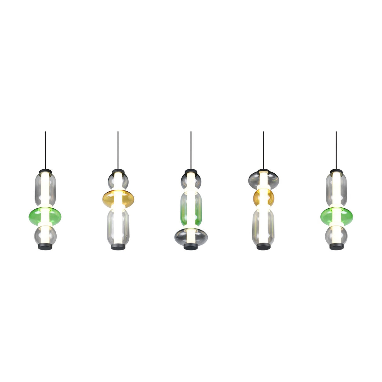 Minerva 5 Light LED Glass 100cm Chandelier – Multicoloured