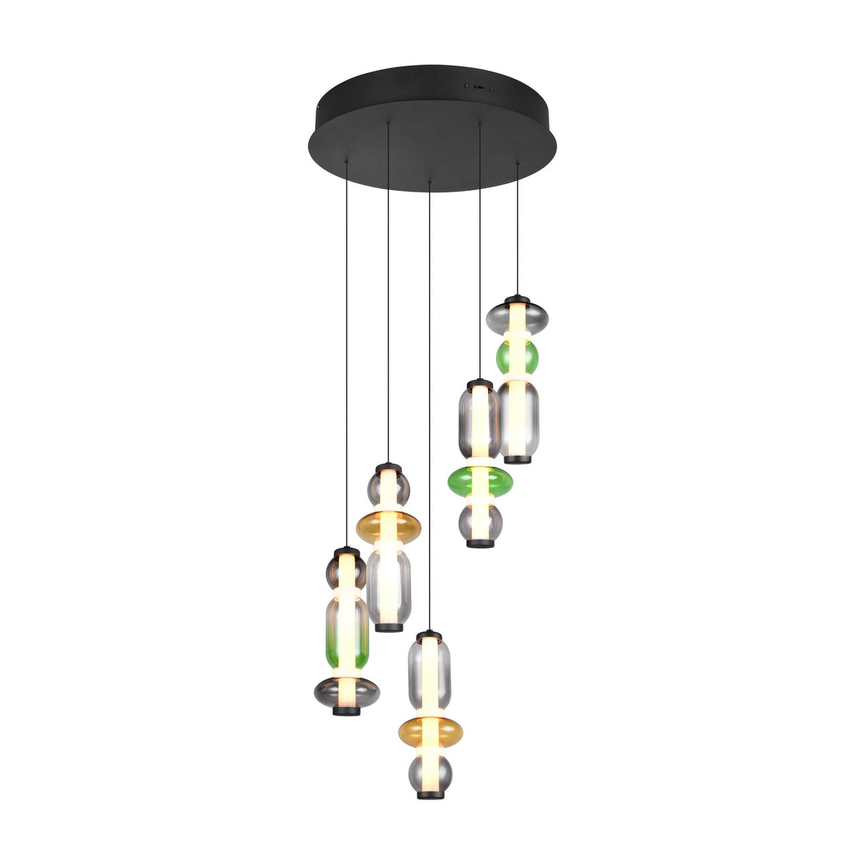 Minerva 5 Light LED Glass 42cm Chandelier – Multicoloured