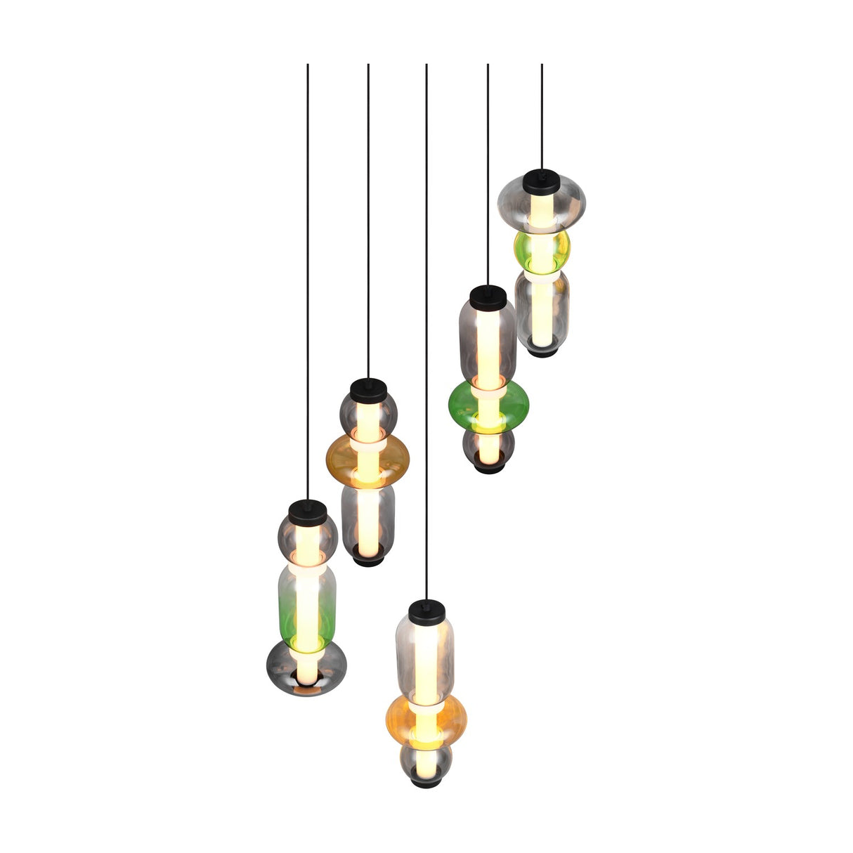 Minerva 5 Light LED Glass 42cm Chandelier – Multicoloured