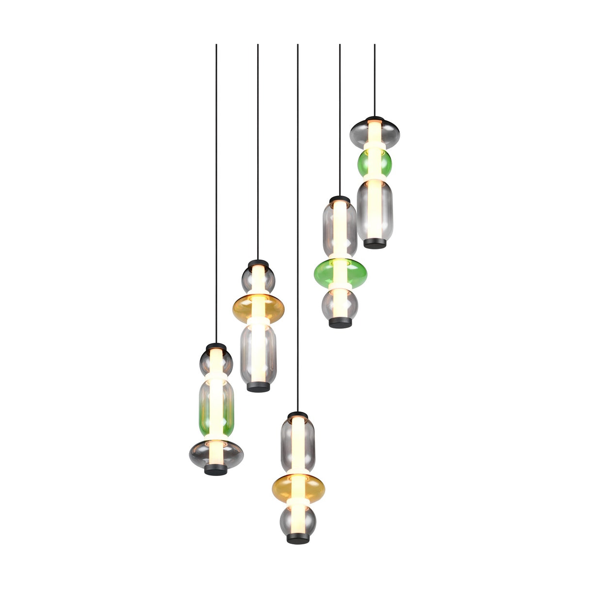 Minerva 5 Light LED Glass 42cm Chandelier – Multicoloured