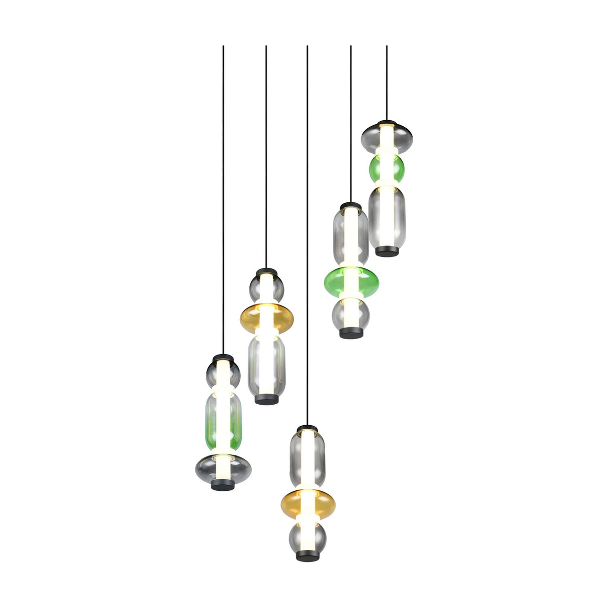 Minerva 5 Light LED Glass 42cm Chandelier – Multicoloured