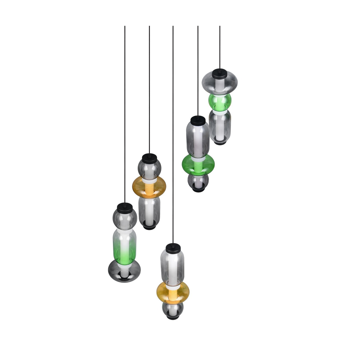 Minerva 5 Light LED Glass 42cm Chandelier – Multicoloured
