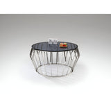 Ciros Large Stainless Steel & Glass Coffee Table - Smoked Black