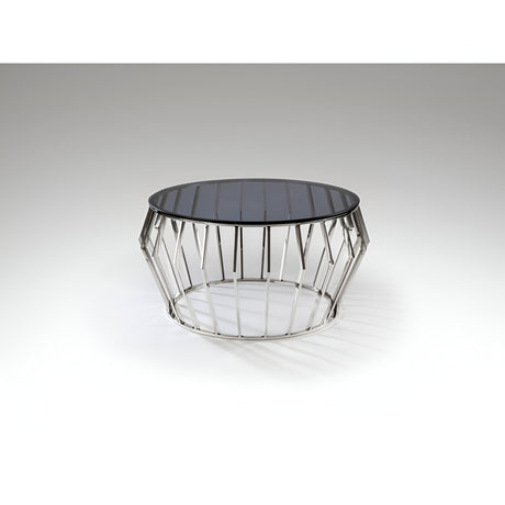 Ciros Large Stainless Steel & Glass Coffee Table - Smoked Black