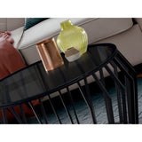 Ciros Large Stainless Steel & Glass Coffee Table - Matte Black