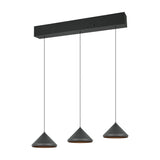 Laguna 3 Light LED Cone Chandelier – Matt Black
